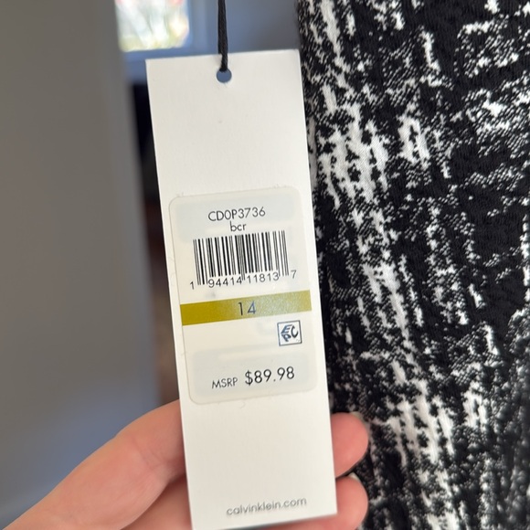 NWT Calvin Klein black and white checkered midi dress - Picture 6 of 6